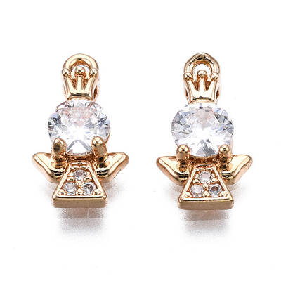 Brass Micro Pave Clear Cubic Zirconia Charms