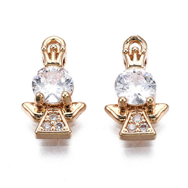 Brass Micro Pave Clear Cubic Zirconia Charms