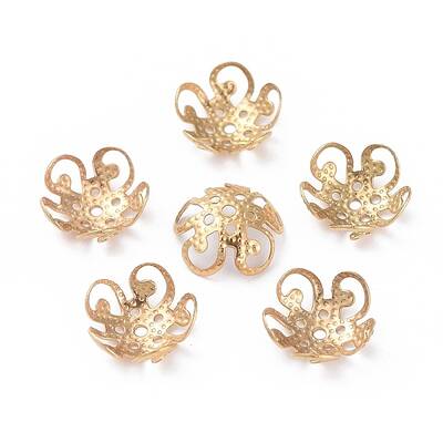 5-Petal Ion Plating(IP) 304 Stainless Steel Flower Bead Caps