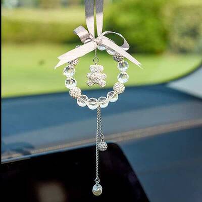 Bowknot & Ring & Ball Tassel Glass Rhinestone Pendant Decorations