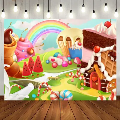 Aperturee Lovely Cute Dessert Wonderworld Birthday Backdrop