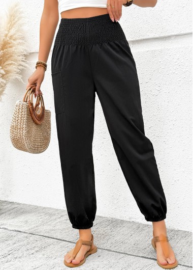 Modlily Black Jogger Elastic Waist High Waisted Pants - XL