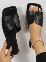 Square Toe Flat Sandals for Women, Solid Color Flat Sandals Summer 2025, Elegant Slippers Sandals for Summer Daily Wear, Girl...