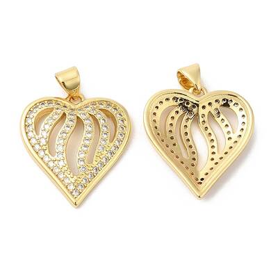 Real 16K Gold Plated Brass Micro Pave Clear Cubic Zirconia Pendants