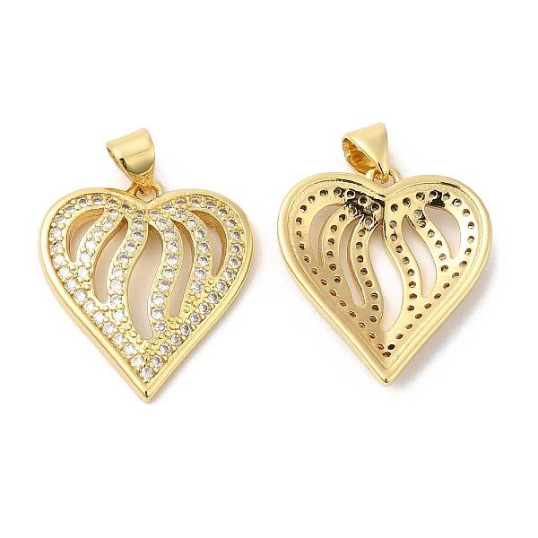 Real 16K Gold Plated Brass Micro Pave Clear Cubic Zirconia Pendants