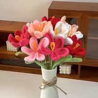 10pcs,Crochet Tulip without Vase,Artificial Flower,Summer Tulips Artificial Decorative Flowers Bouquet,Home Decor Supplies fo...
