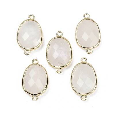 Natural Quartz Crystal Faceted Connector Charms