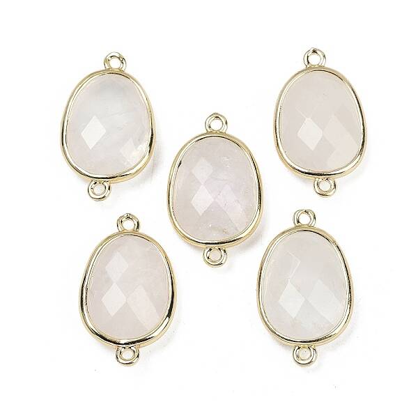 Natural Quartz Crystal Faceted Connector Charms