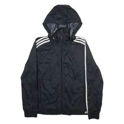 ADIDAS Womens Track Jacket Black Hooded UK 14