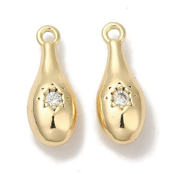 Brass Micro Pave Clear Cubic Zirconia Pendants