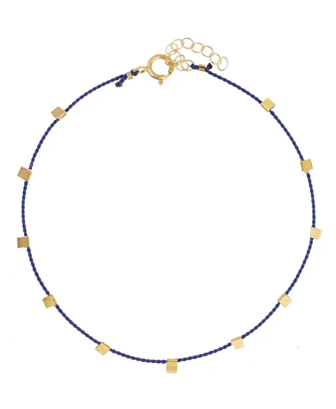 Hilo Anklet | Metal Color: Gold | Color: Dark Blue