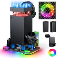 Top Auto Cooling Fan & Charge Stand for Xbox Series X Console with 11 Light Modes, Accessories Controller Wireless Charger Do...