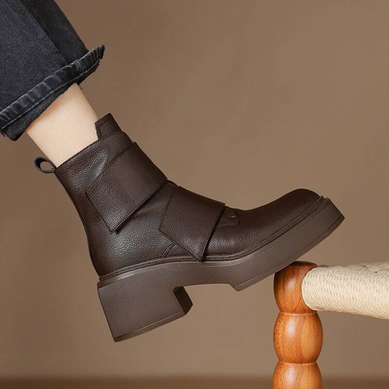 CHIKO Adebola Round Toe Block Heels Ankle Boots