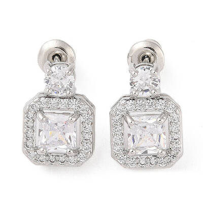 Rack Plating Brass Micro Pave Cubic Zirconia Stud Earrings