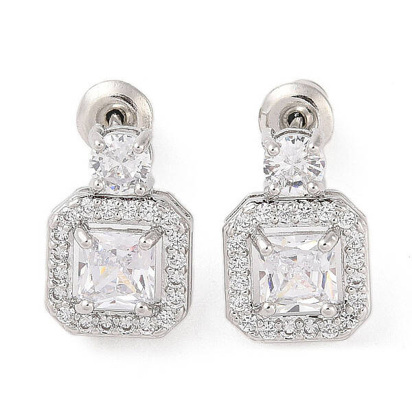 Rack Plating Brass Micro Pave Cubic Zirconia Stud Earrings