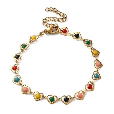 304 Stainless Steel Heart Link Bracelets for Women