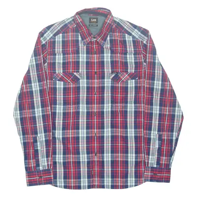 LEE Mens Shirt Red Check Long Sleeve 2XL