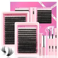 Fluffier Lash Clusters Kit, Individual Lashes with Lash Bond and Seal, Remover, Eyelash Extension Tweezers, Professional Eye ...