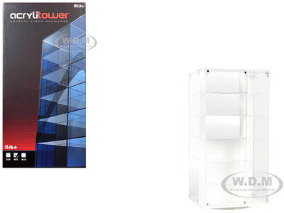 Acrylitower Showcase 24 Car Display Desktop Spinner with Cover White Mijo Exclusives for 1/64 Scale Models