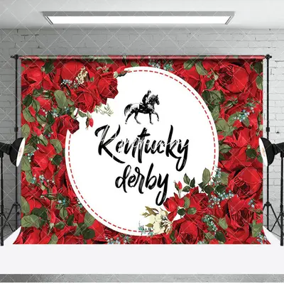 Aperturee Red Rose And White Kentucky Derby Backdrop For Photo, 3X2FT(1MX0.6M), 14 USD, dance backdrops, DMHD0Y12-M