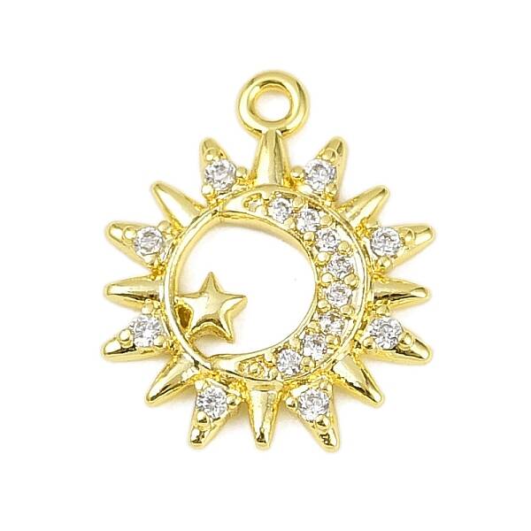 Brass Micro Pave Clear Cubic Zirconia Pendants