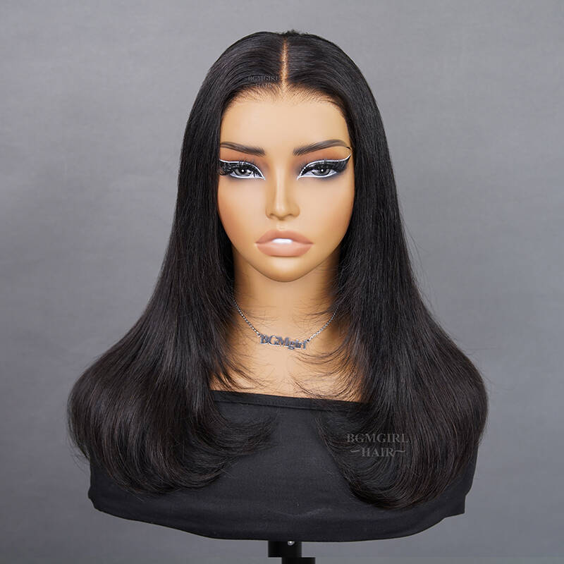 Layered Cut 9x6 M-Cap Natural Black Yaki Straight HD Lace Wear Go Wig