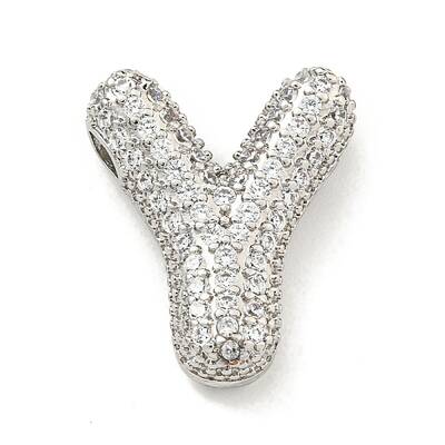 Platinum Plated Brass Micro Pave Cubic Zirconia Pendants