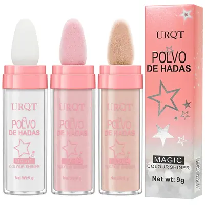 3Color Polvo De Hadas Fairy Dust Highlight Powder Full Body Contouring&Clavicle Pearlescent for Halloween/party Makeup Glitte...