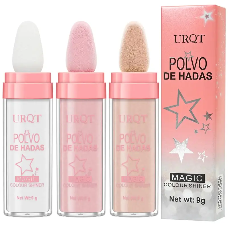 3Color Polvo De Hadas Fairy Dust Highlight Powder Full Body Contouring&Clavicle Pearlescent for Halloween/party Makeup Glitte...