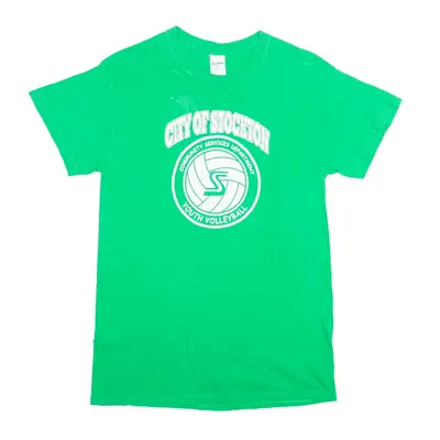 GILDAN City of Stockton Youth Volleyball Green USA Short Sleeve T-Shirt Mens S