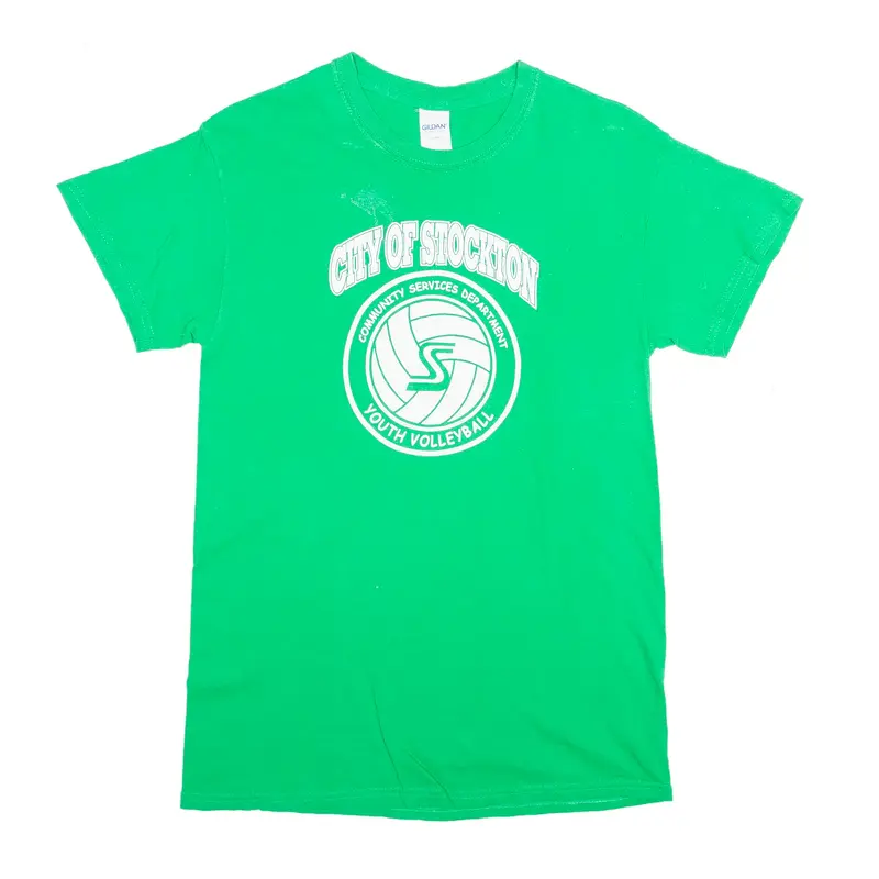 GILDAN City of Stockton Youth Volleyball Green USA Short Sleeve T-Shirt Mens S