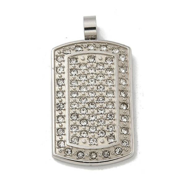 Anti-Tarnish 304 Stainless Steel Rhinestone Stamping Blank Tag Pendants