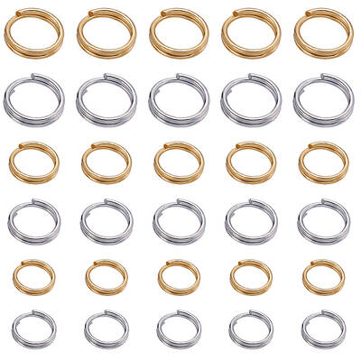 600Pcs 6 Styles 304 Stainless Steel Split Rings