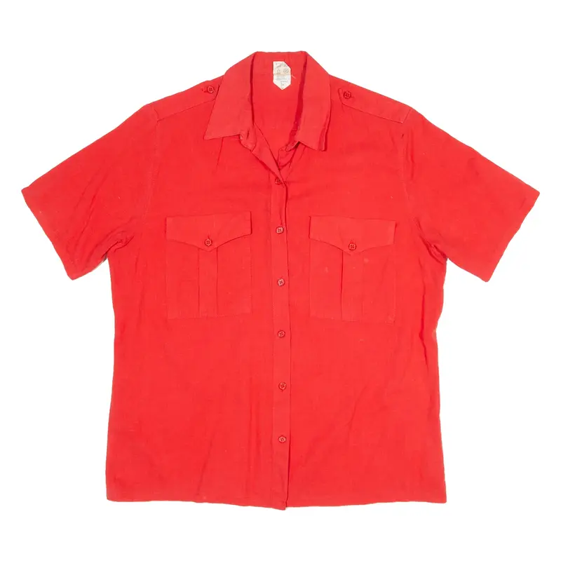 Plain Shirt Red Short Sleeve Womens M