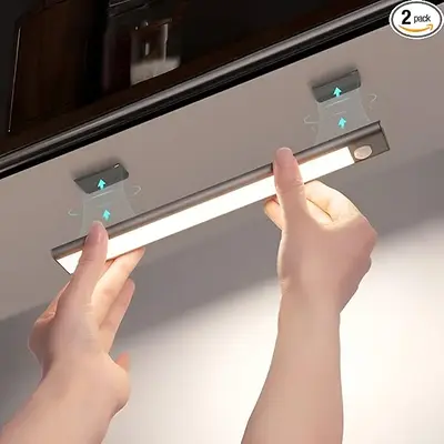 4Pack-Under Cabinet Lighting, 108LED Rechargeable Motion Sensor Cabinet Light 11.8Inch, 3 Color Temps Dimmable Magnetic Close...