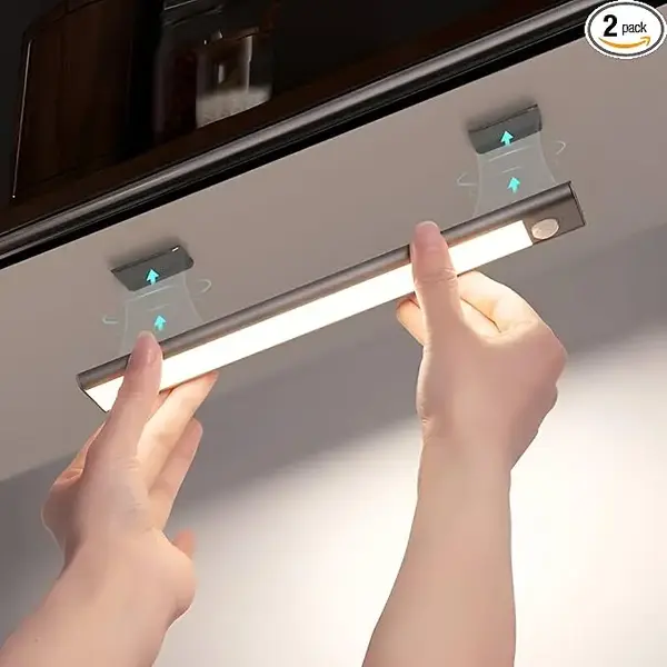 4Pack-Under Cabinet Lighting, 108LED Rechargeable Motion Sensor Cabinet Light 11.8Inch, 3 Color Temps Dimmable Magnetic Close...
