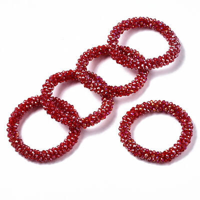 Faceted Transparent Glass Beads Stretch Bracelets