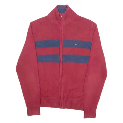 TOMMY HILFIGER Mens Jumper Red High Neck Tight Knit S