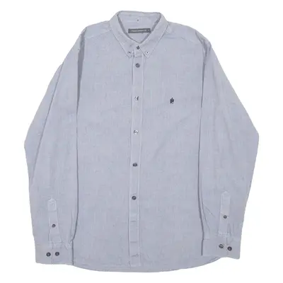 FRENCH CONNECTION Mens Plain Shirt Blue Long Sleeve L