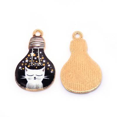 Japanese Style Print Alloy Enamel Pendants