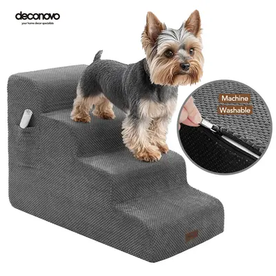 Dog Stairs for Small Dogs – Non-Slip Pet Ramp with 33D Foam, Removable Soft Fleece Cover & Stable Design for Older, Injured...