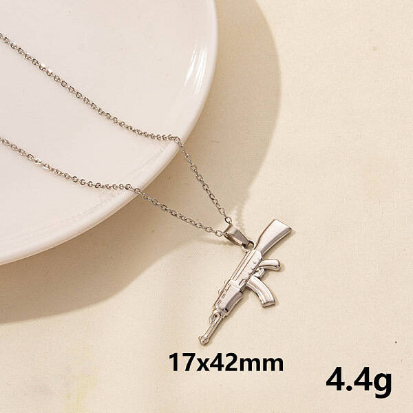 Stylish Stainless Steel Gun Pendant Necklace for Women