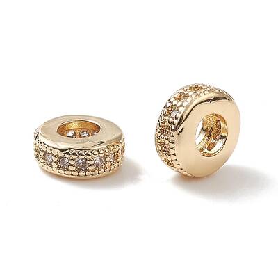 Brass Micro Pave Cubic Zirconia Beads