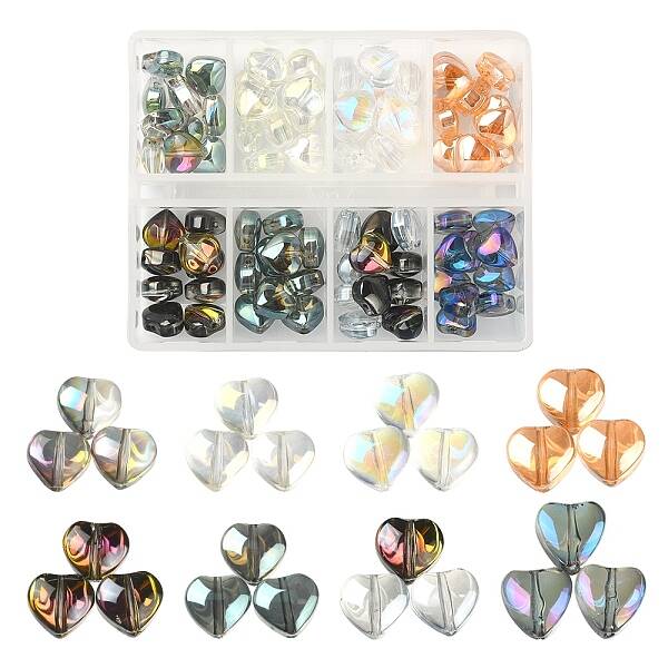 80Pcs 8 Style Transparent Electroplate Glass Beads Strands