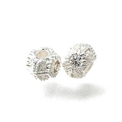 Brass Micro Pave Clear Cubic Beads