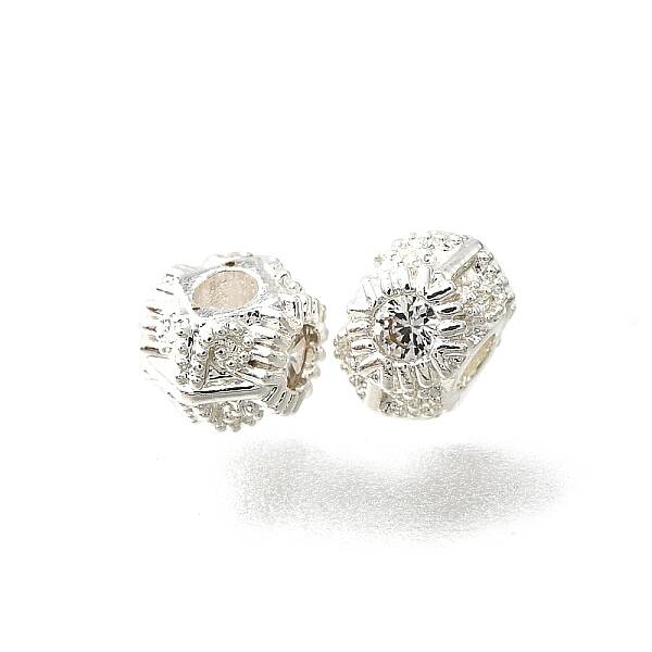 Brass Micro Pave Clear Cubic Beads