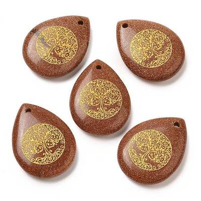 Synthetic Goldstone Drop Pendants