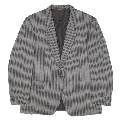 Mens Blazer Jacket Grey Knit Wool Herringbone XL