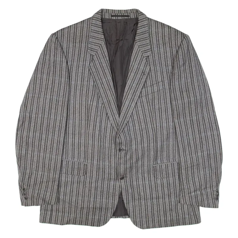 Mens Blazer Jacket Grey Knit Wool Herringbone XL