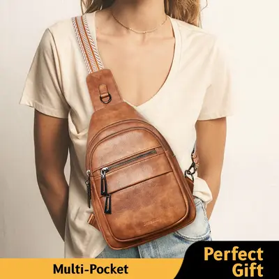 Leresas 7L Sling Bag for Women Trendy Crossbody Fanny Pack Backpack Purse Belt Bags Over Shoulder Travel Vegan Leather Chest ...